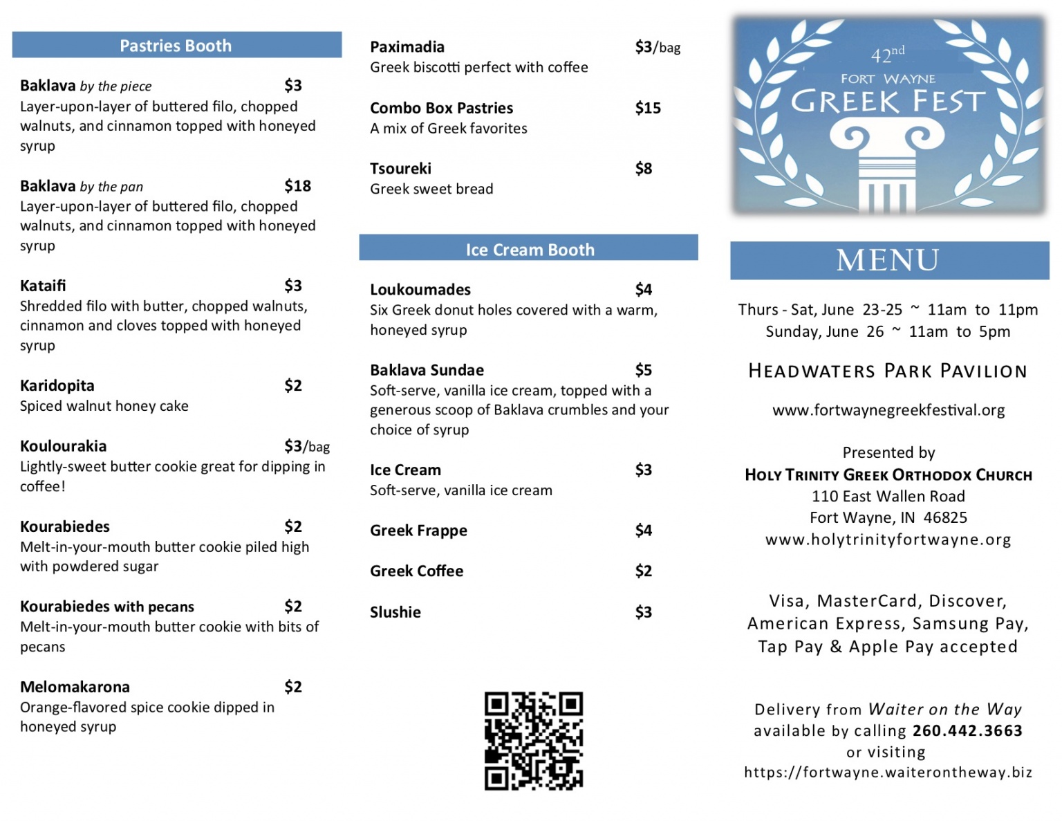 Menu Fort Wayne Greek Festival